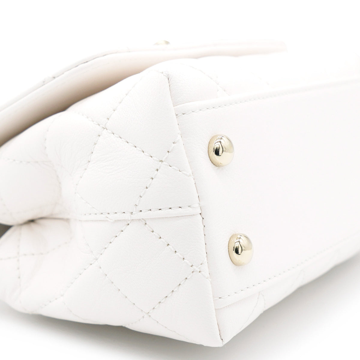 Chanel White Caviar Leather Mini Coco Top Handle Bag
