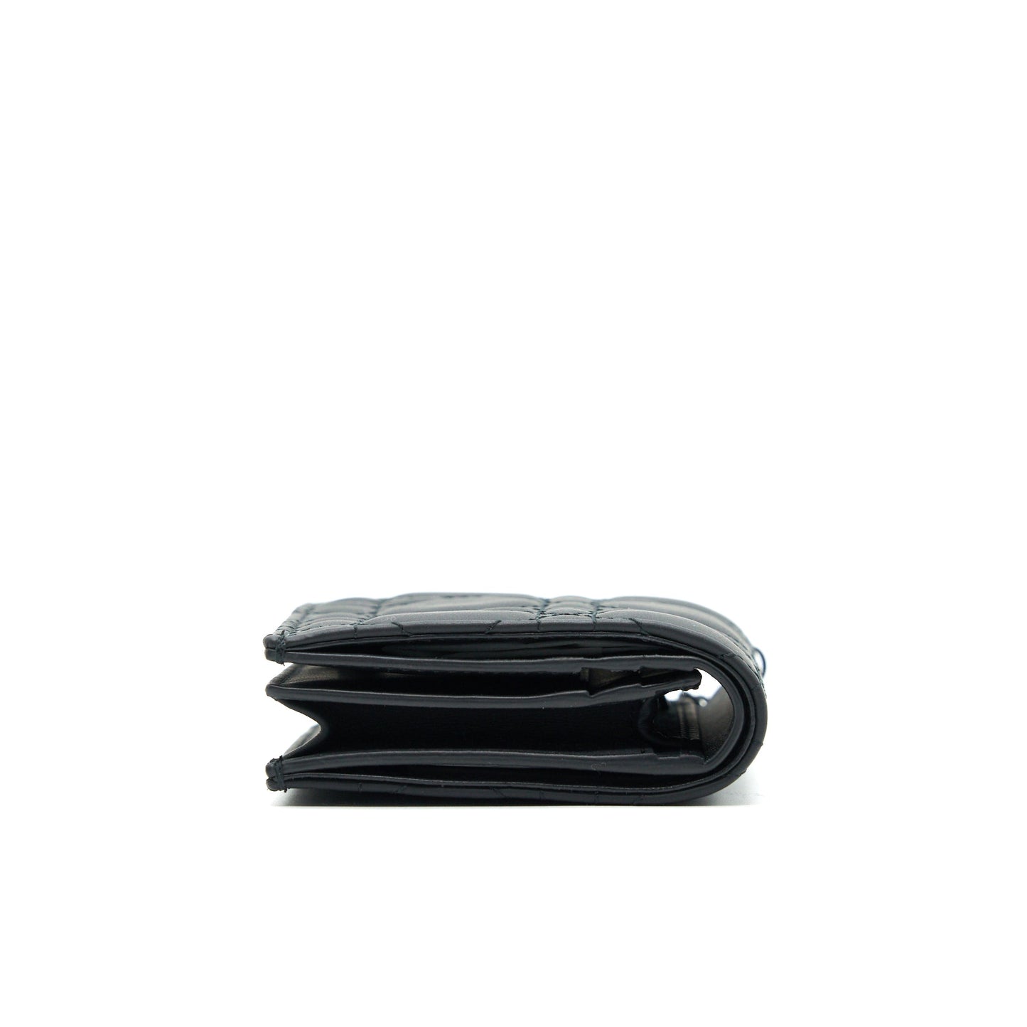 Christian Dior Ultra Matte Black Cannage Quilted Leather Lady Dior Card Holder