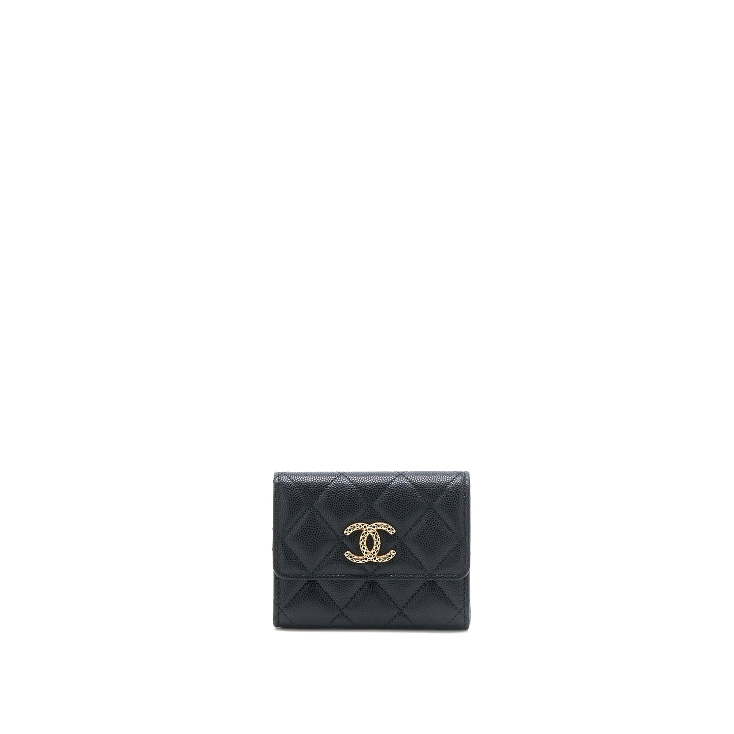 Chanel 23P Detail Logo Flap  Holder Caviar Black LGHW (Microchip)