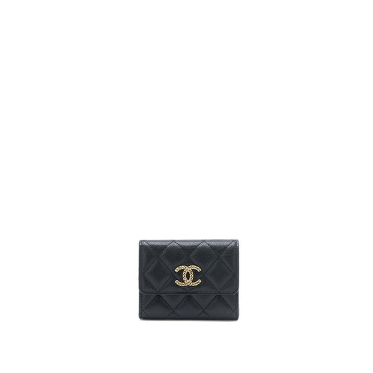 Chanel 23P Detail Logo Flap  Holder Caviar Black LGHW (Microchip)