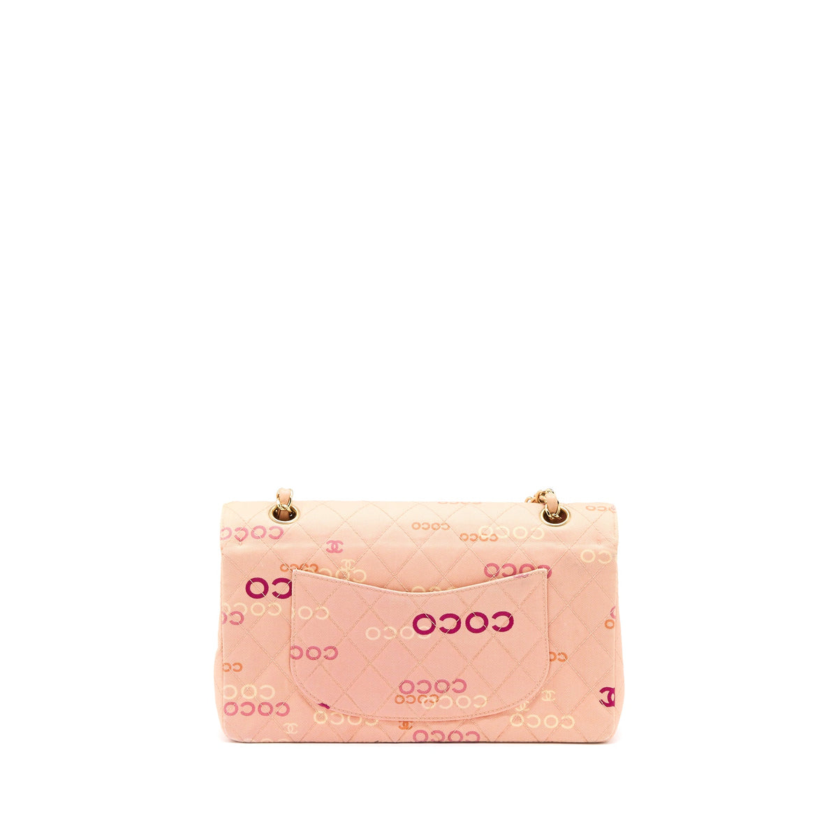 Chanel Vintage Coco Medium Classic Flap Bag Fabric Pink GHW