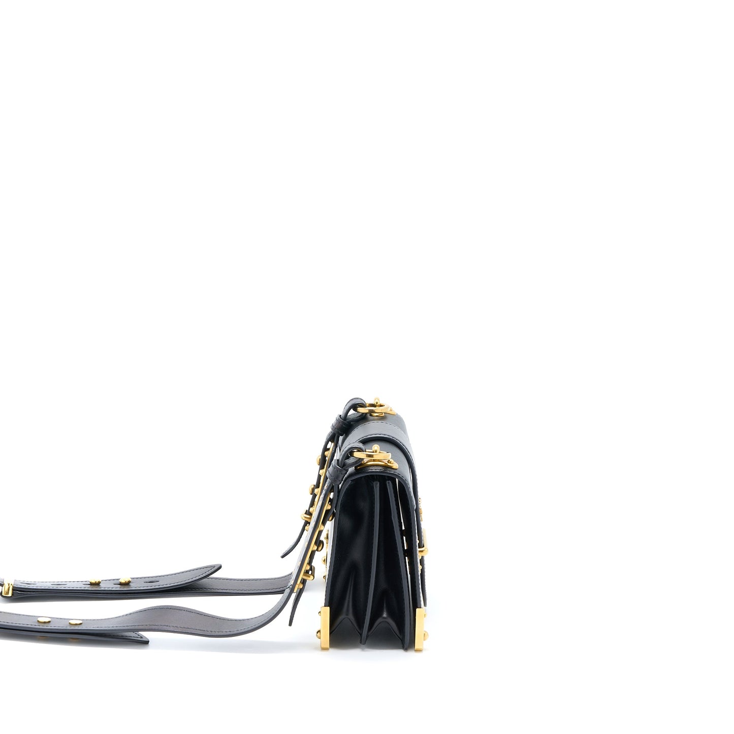 Prada Cahier Crossbody Bag Leather Black GHW