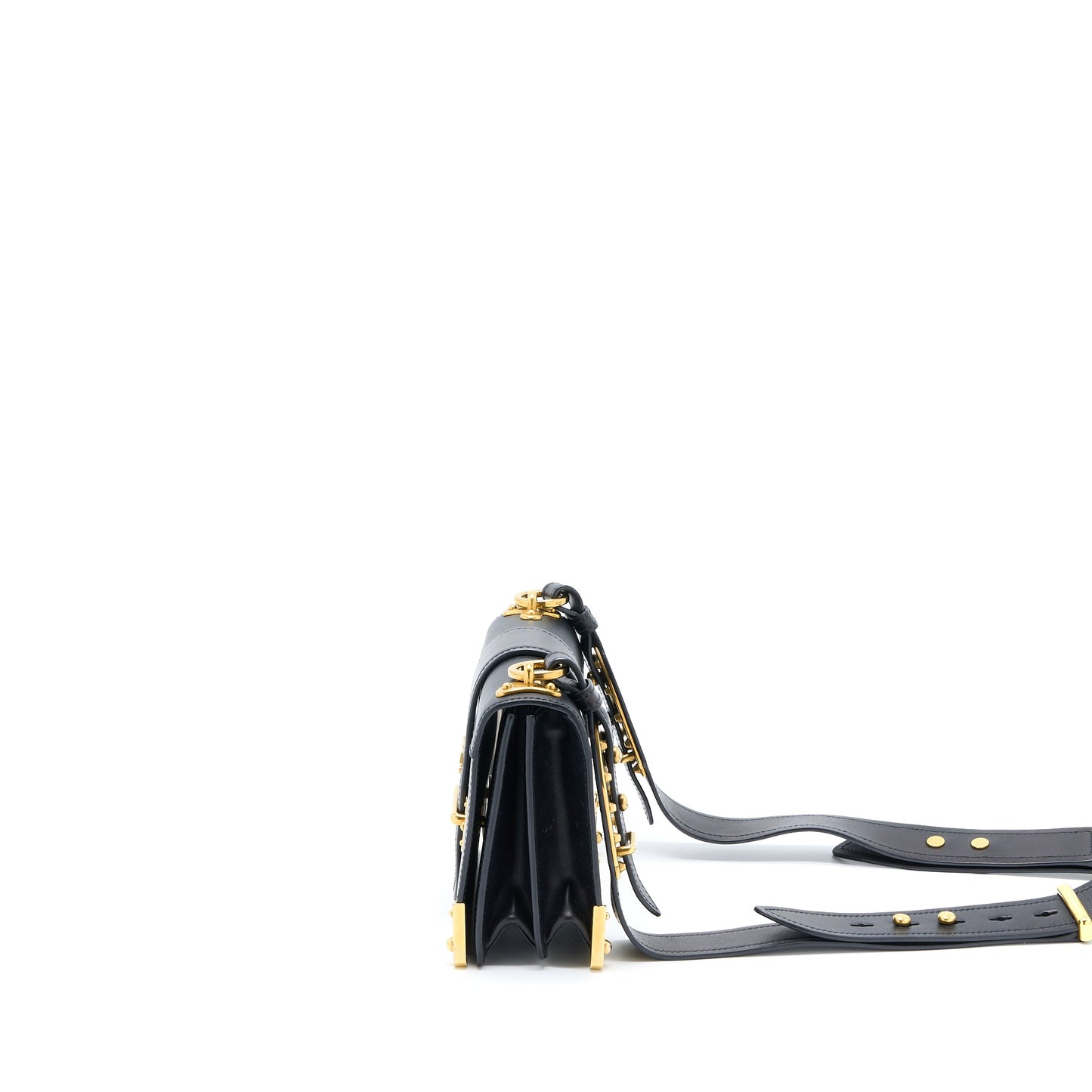 Prada Cahier Crossbody Bag Leather Black GHW