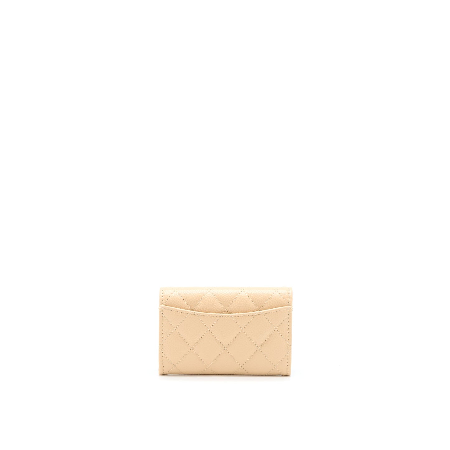 Chanel Classic Flap  Holder Caviar Beige GHW (Microchip)