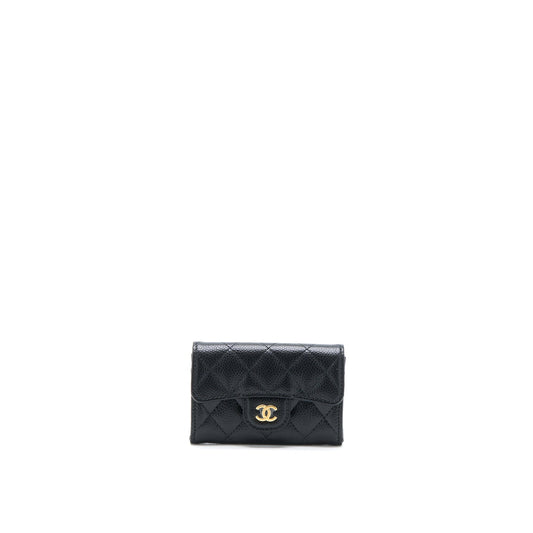 Chanel Classic Flap  Holder Caviar Black GHW (Microchip)