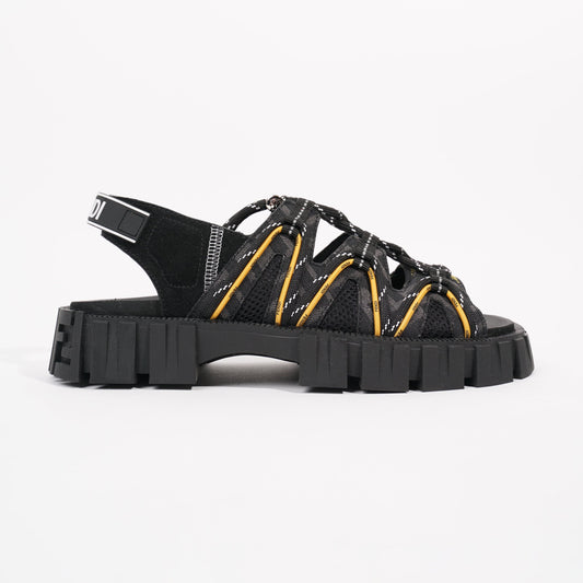 Fendi Mens Tech Strapped Sandals Black Monogram EU 40 / UK 6