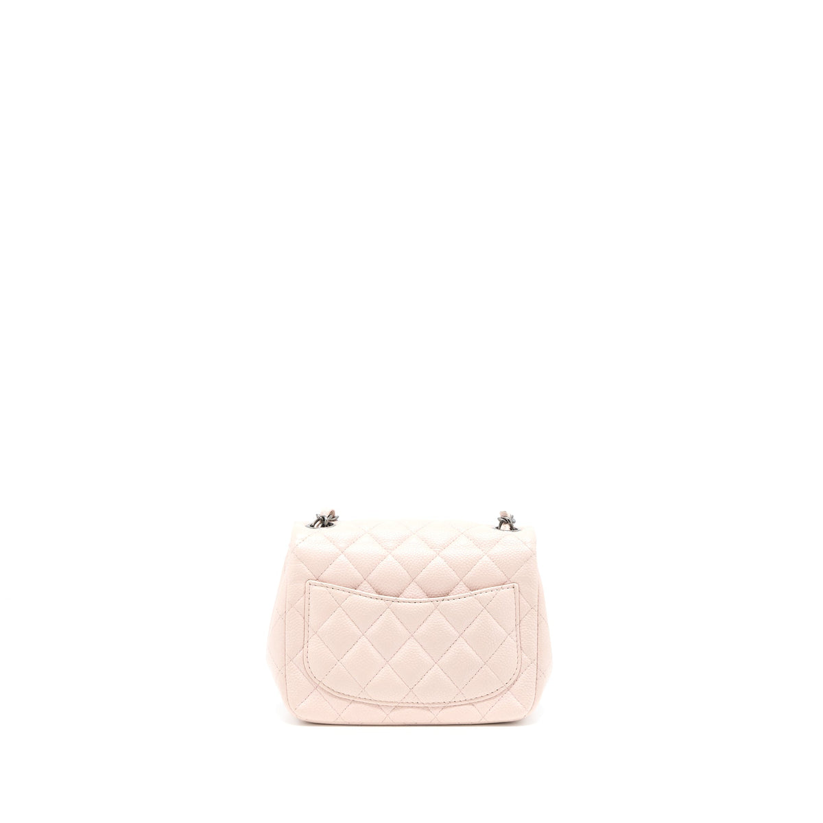 Chanel Mini Square Flap Bag Caviar Light Pink Ruthenium Hardware