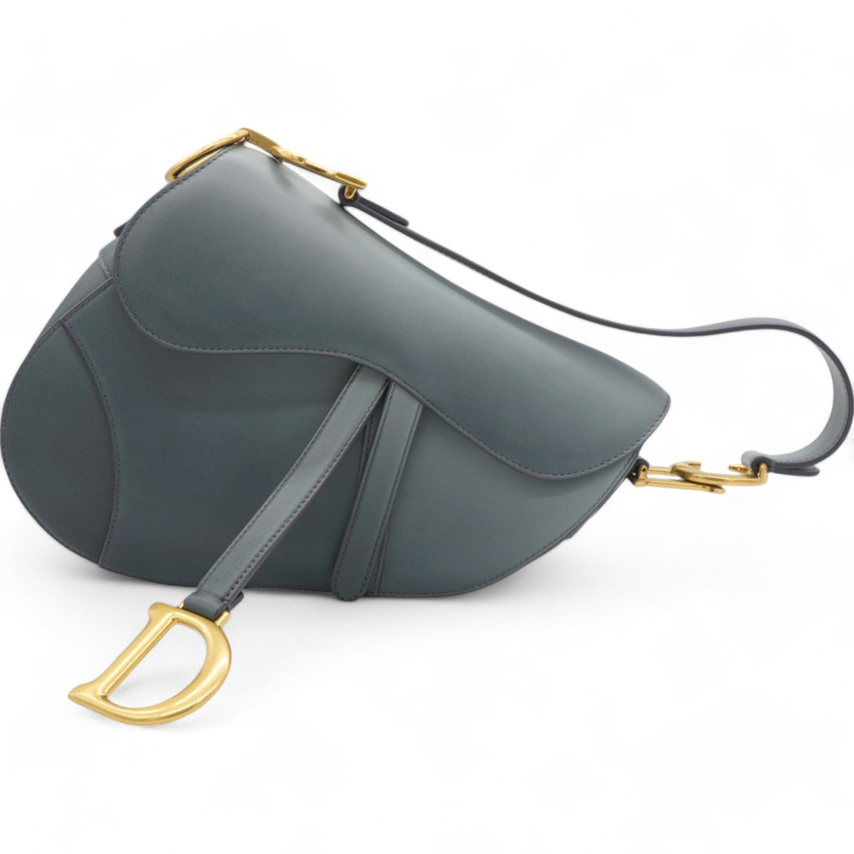 Dior Grained Calfskin Saddle Bag Sky Blue