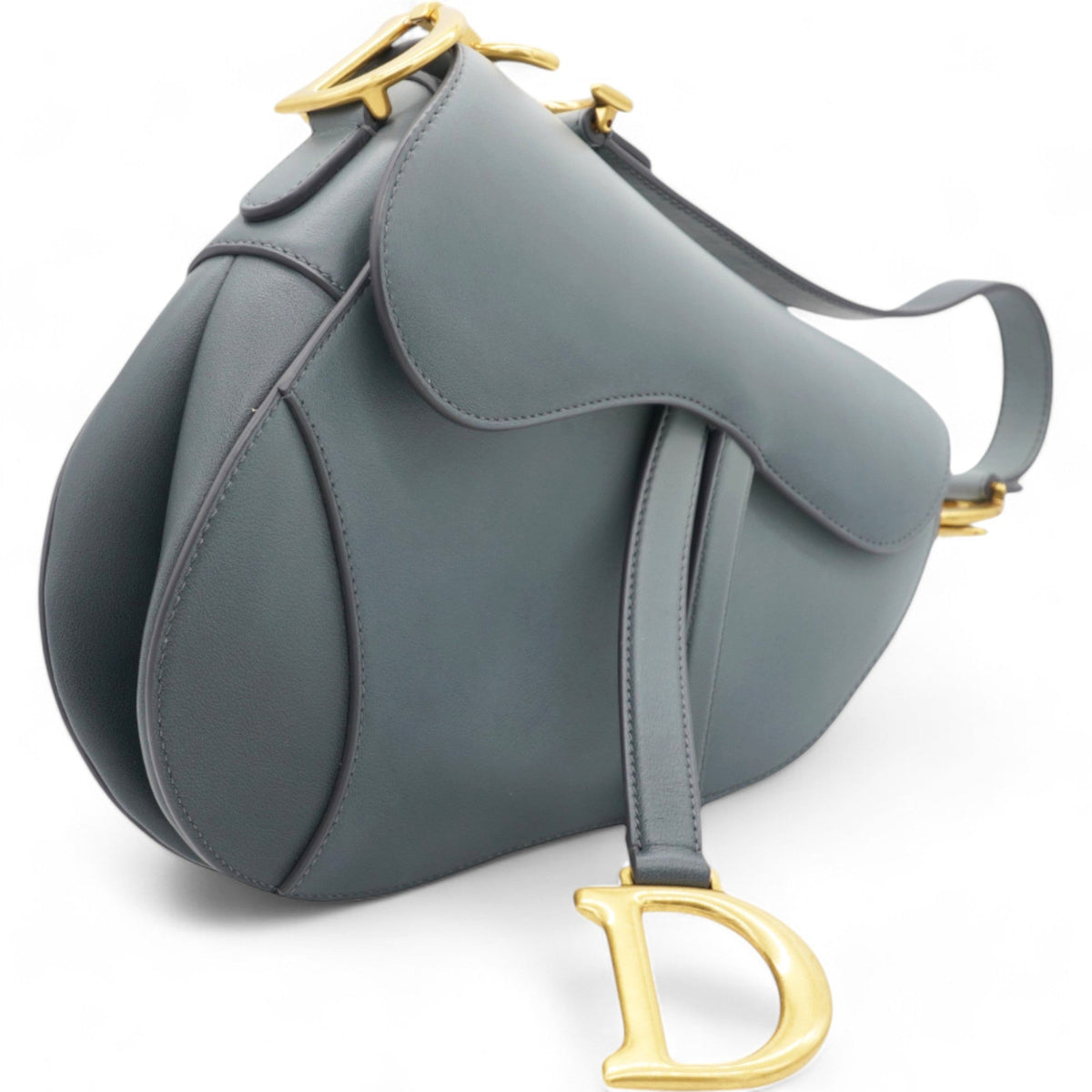 Dior Grained Calfskin Saddle Bag Sky Blue