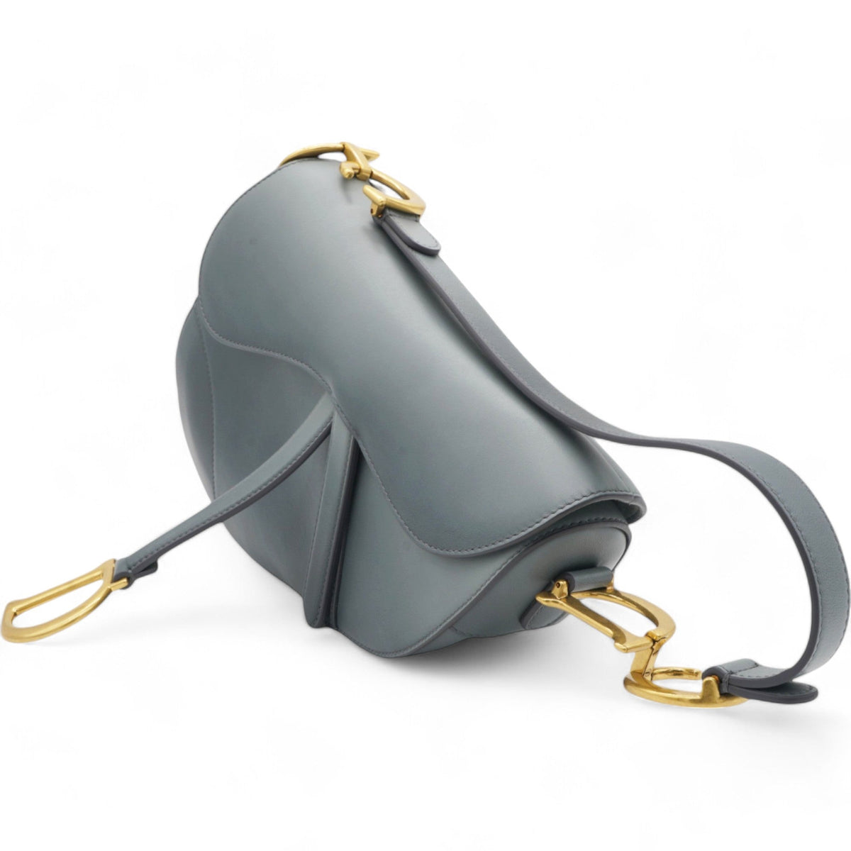 Dior Grained Calfskin Saddle Bag Sky Blue