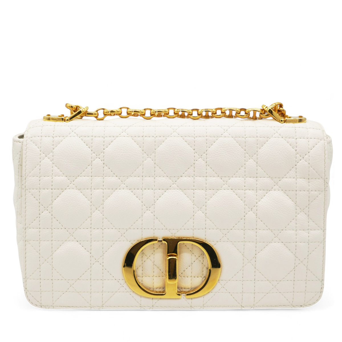 Dior Lambskin Cannage Medium Caro Bag Ivory