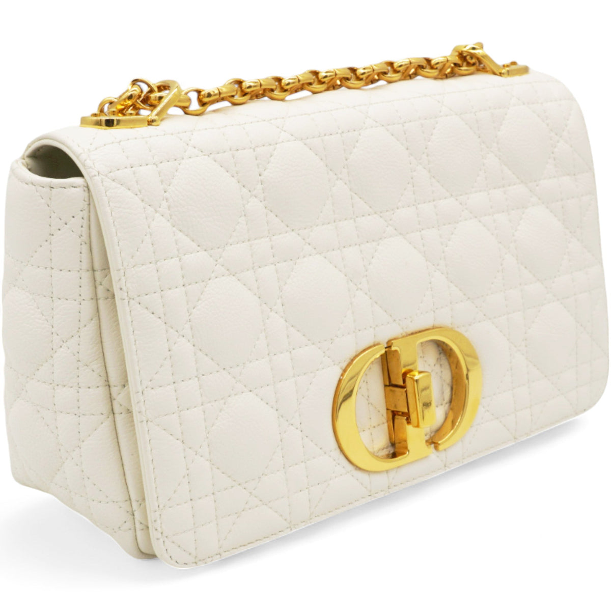 Dior Lambskin Cannage Medium Caro Bag Ivory