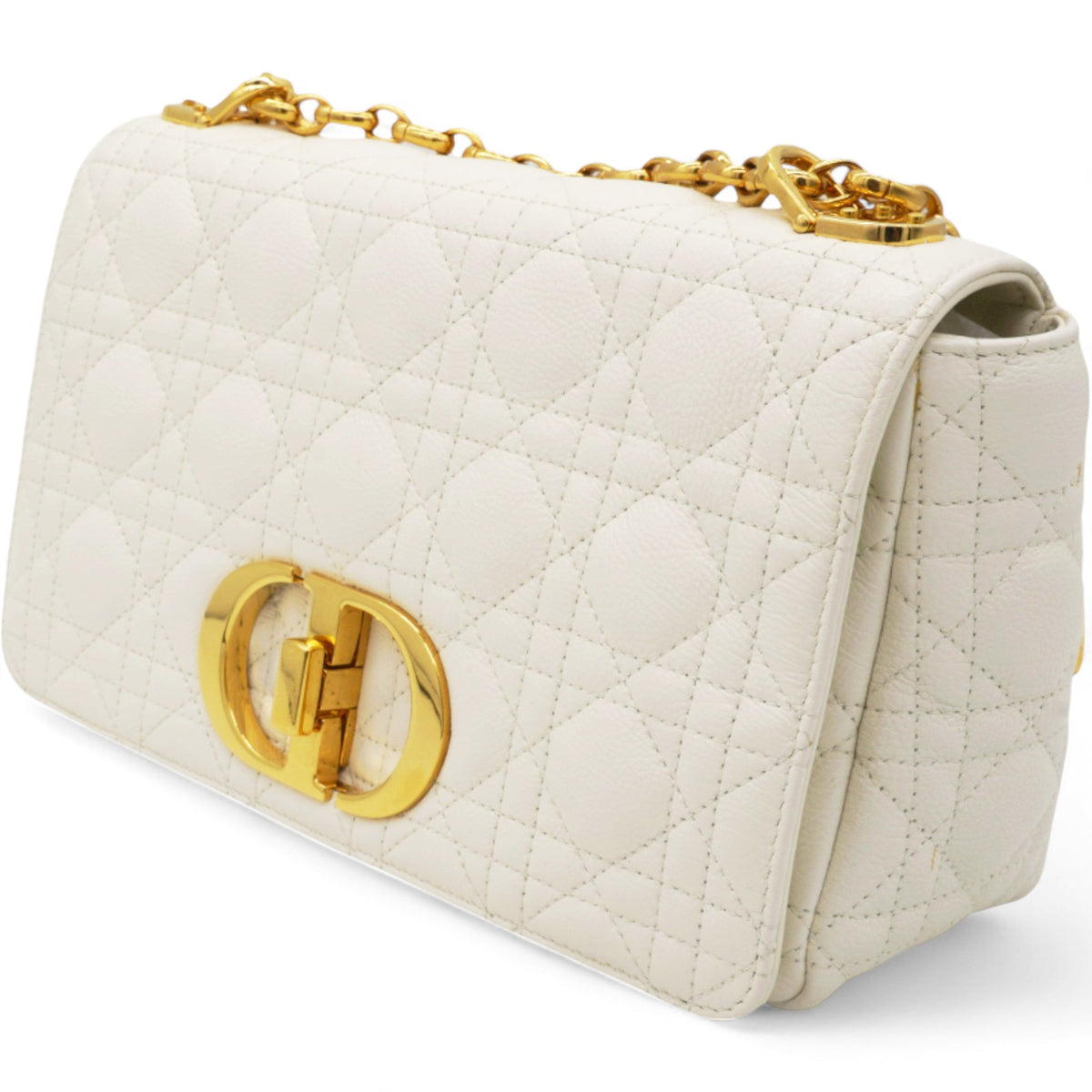 Dior Lambskin Cannage Medium Caro Bag Ivory