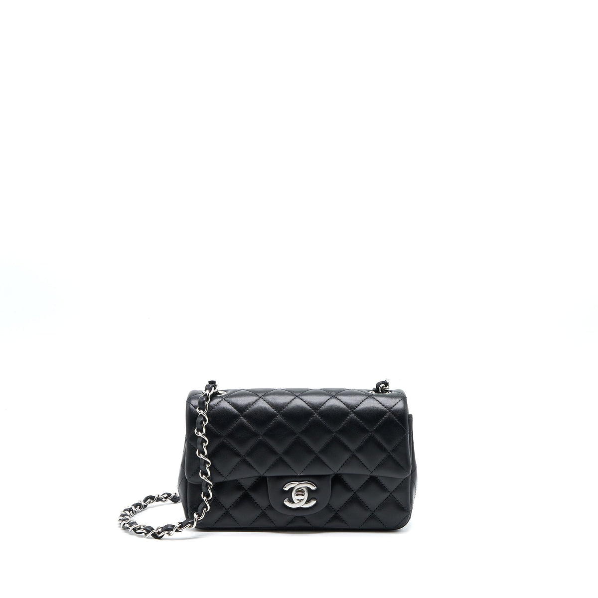 Chanel Mini Rectangular Lambskin Black SHW(Microchip)
