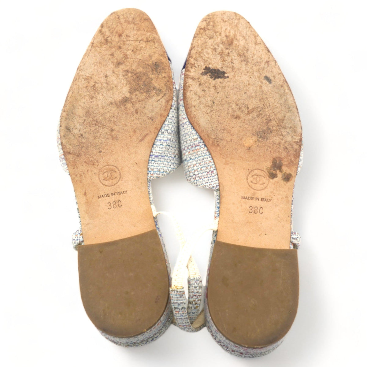 Chanel Tweed Cap Toe Singback Pumps Blue 38