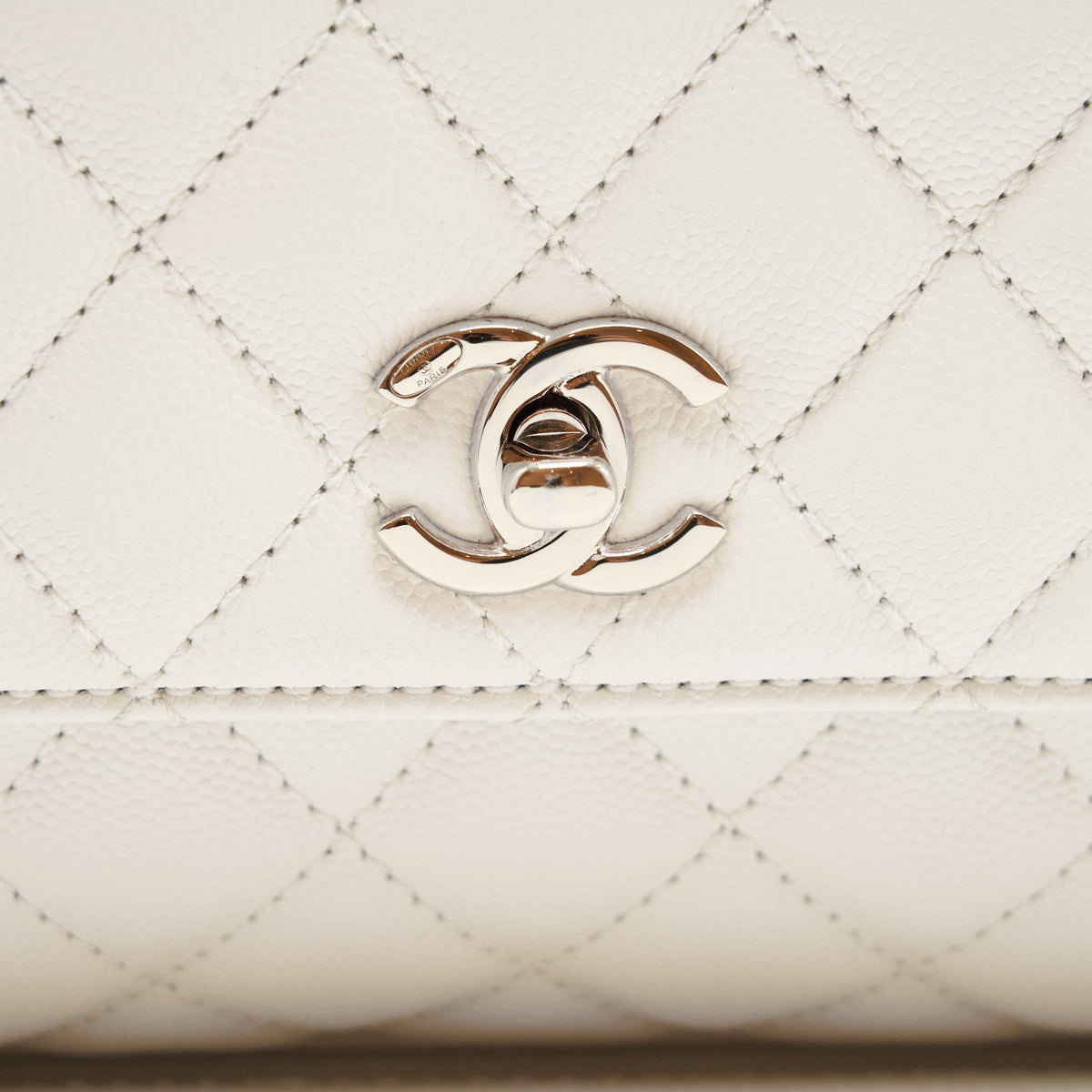 Chanel Small Coco handle Caviar White LGHW (microchip)