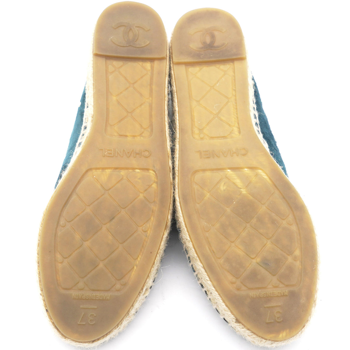 Chanel Suede Pearl CC Espadrilles 37 Teal