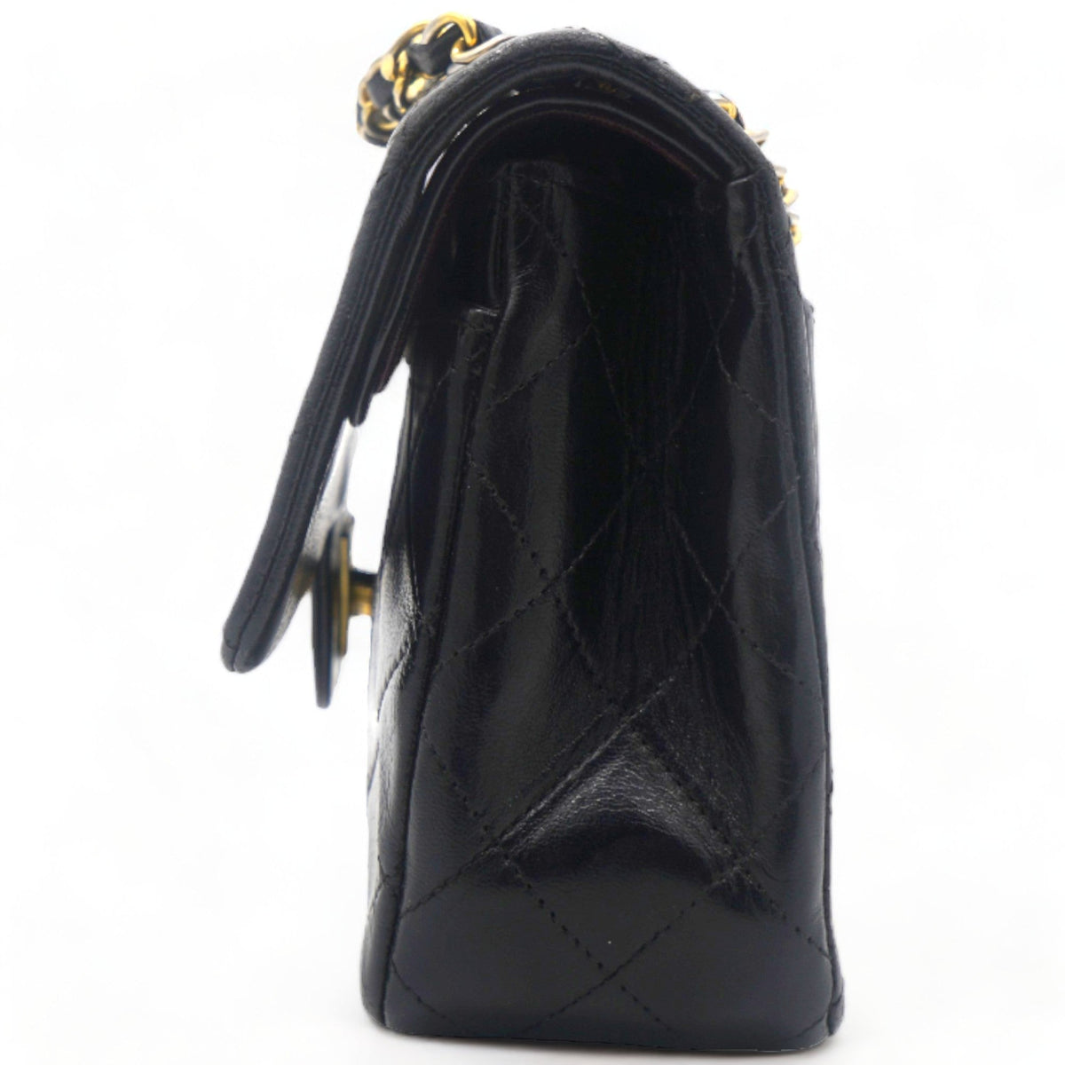 Chanel Vintage Black Quilted Lambskin Leather Classic Small Double Flap Bag