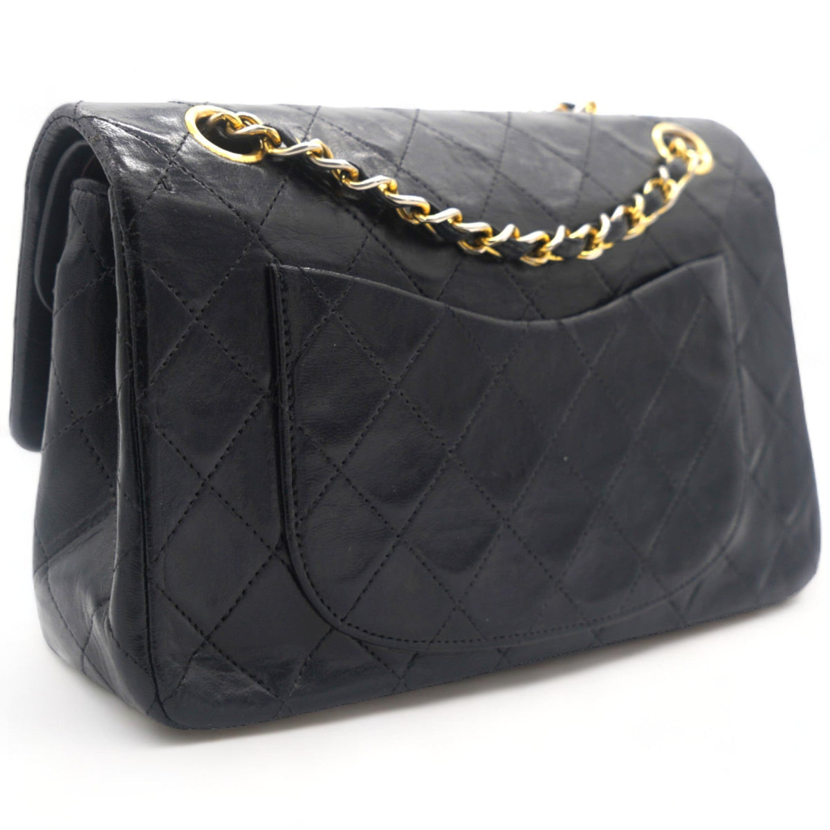 Chanel Vintage Black Quilted Lambskin Leather Classic Small Double Flap Bag