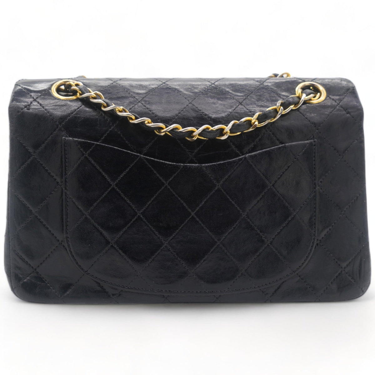 Chanel Vintage Black Quilted Lambskin Leather Classic Small Double Flap Bag