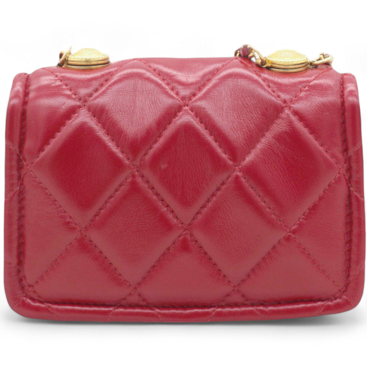 Chanel Vintage Rare Red Lambskin Micro Mini Flap