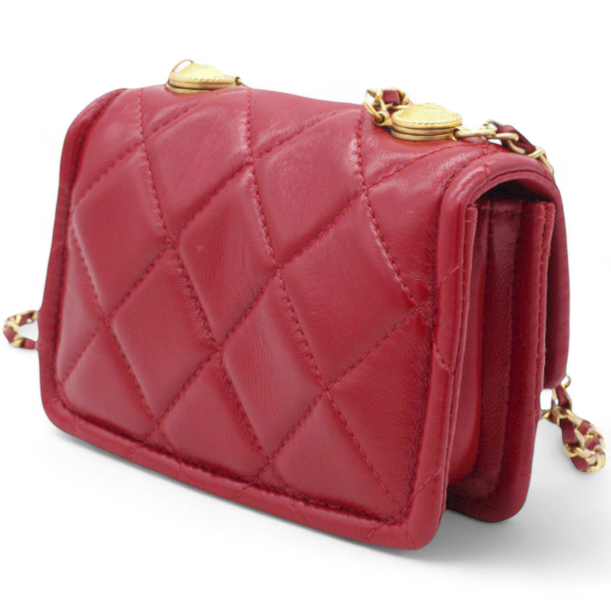 Chanel Vintage Rare Red Lambskin Micro Mini Flap