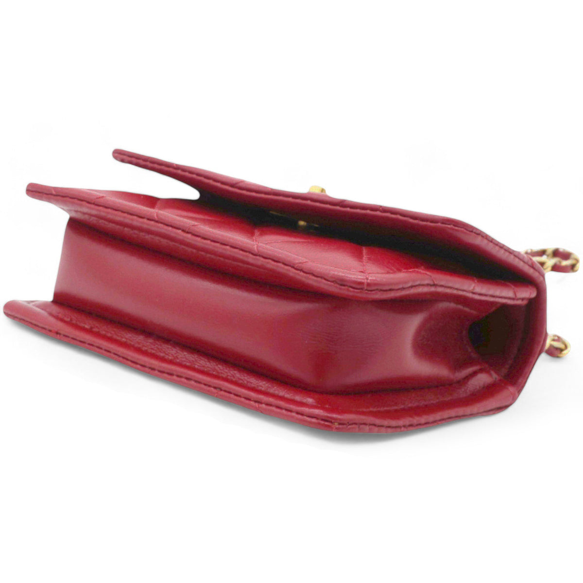 Chanel Vintage Rare Red Lambskin Micro Mini Flap