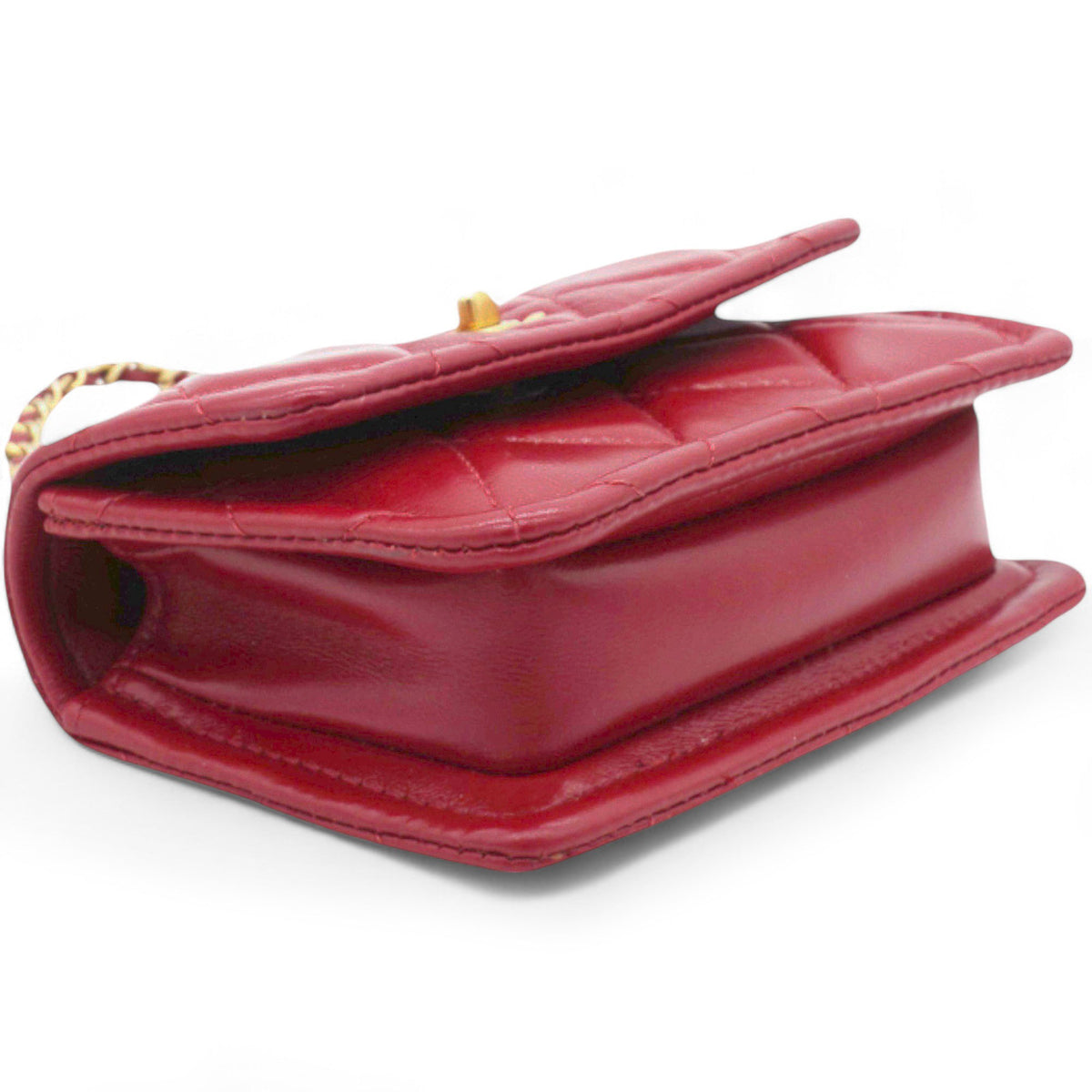 Chanel Vintage Rare Red Lambskin Micro Mini Flap