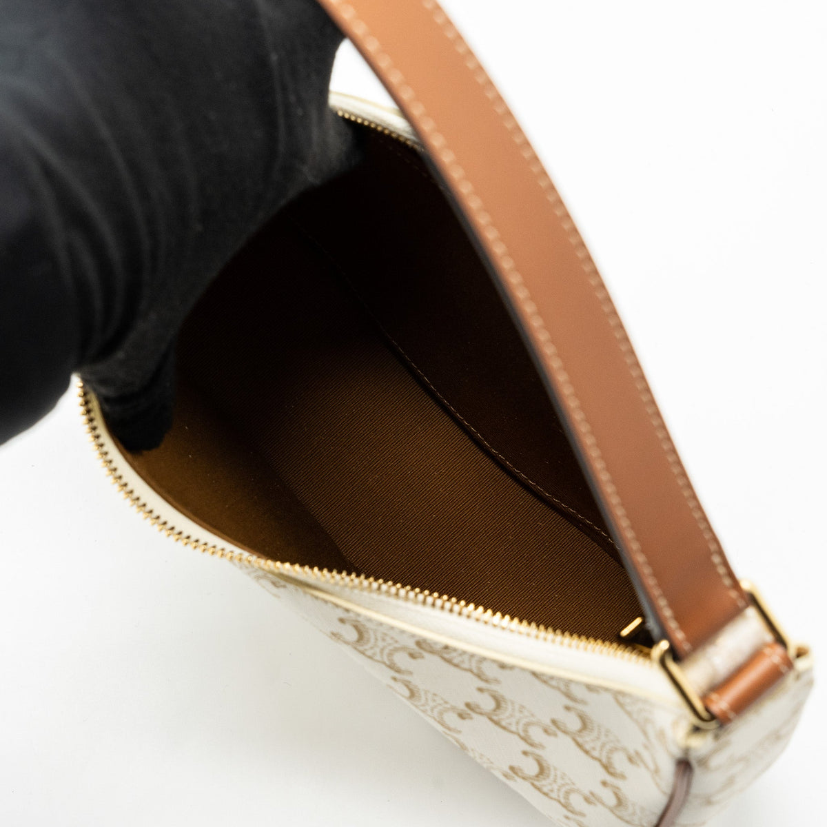 Celine Ava Bag Triomphe Canvas/ Calfskin White GHW