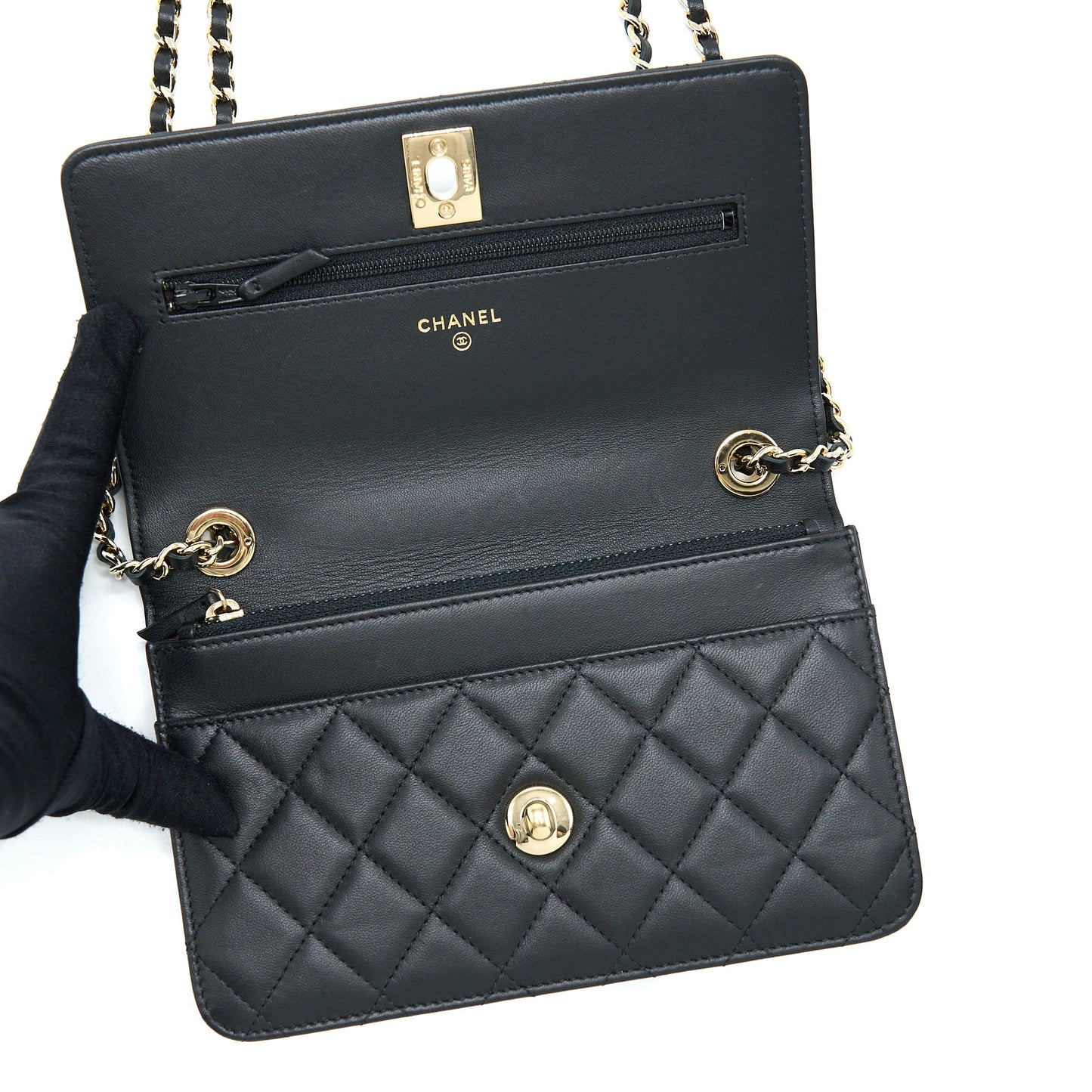 Chanel Trendy CC Wallet On Chain Lambskin Black GHW
