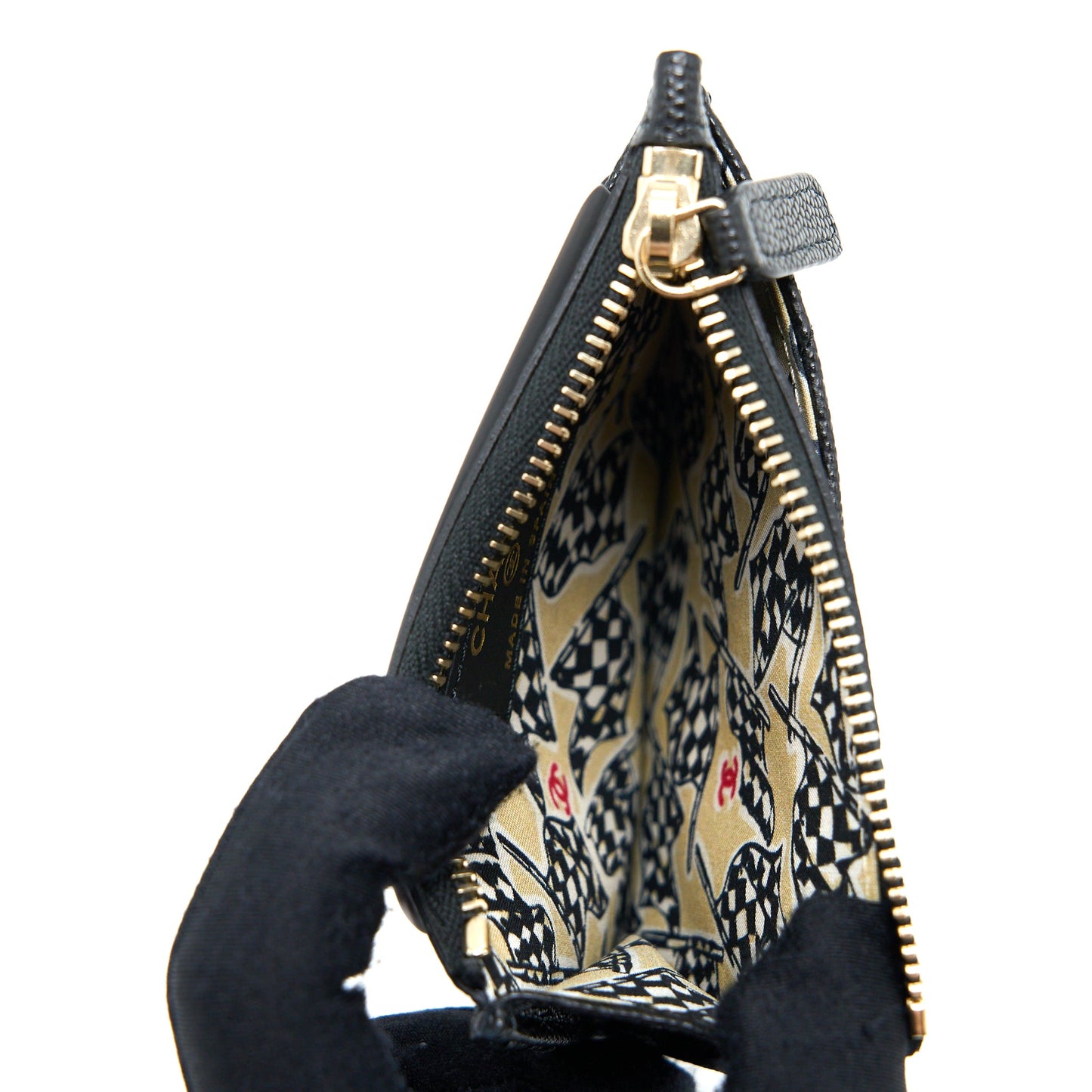 Chanel 23C Zipper  Holder Caviar Black LGHW (Microchip)