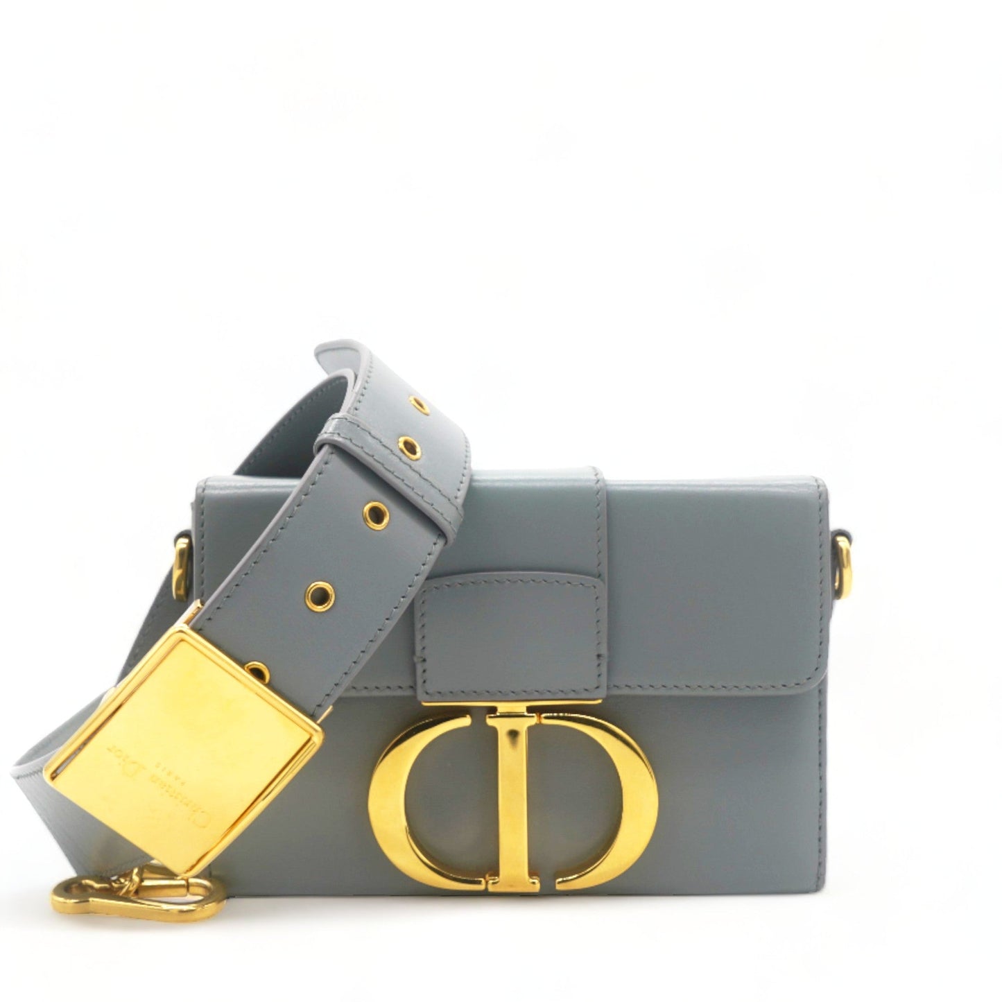 Dior Box Calfskin 30 Montaigne Flap Bag Blue