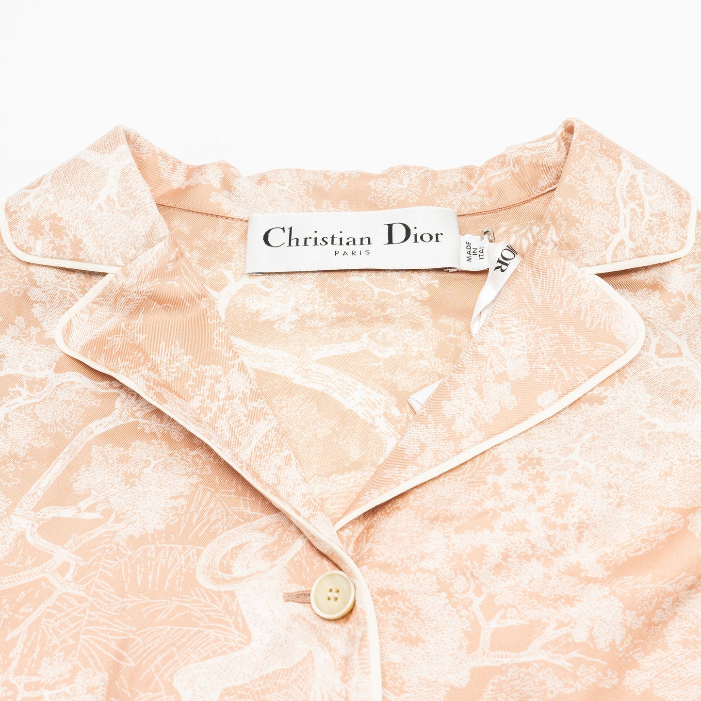 DIOR Size 34 Toile De Jouy Shirt Silk Pink/White