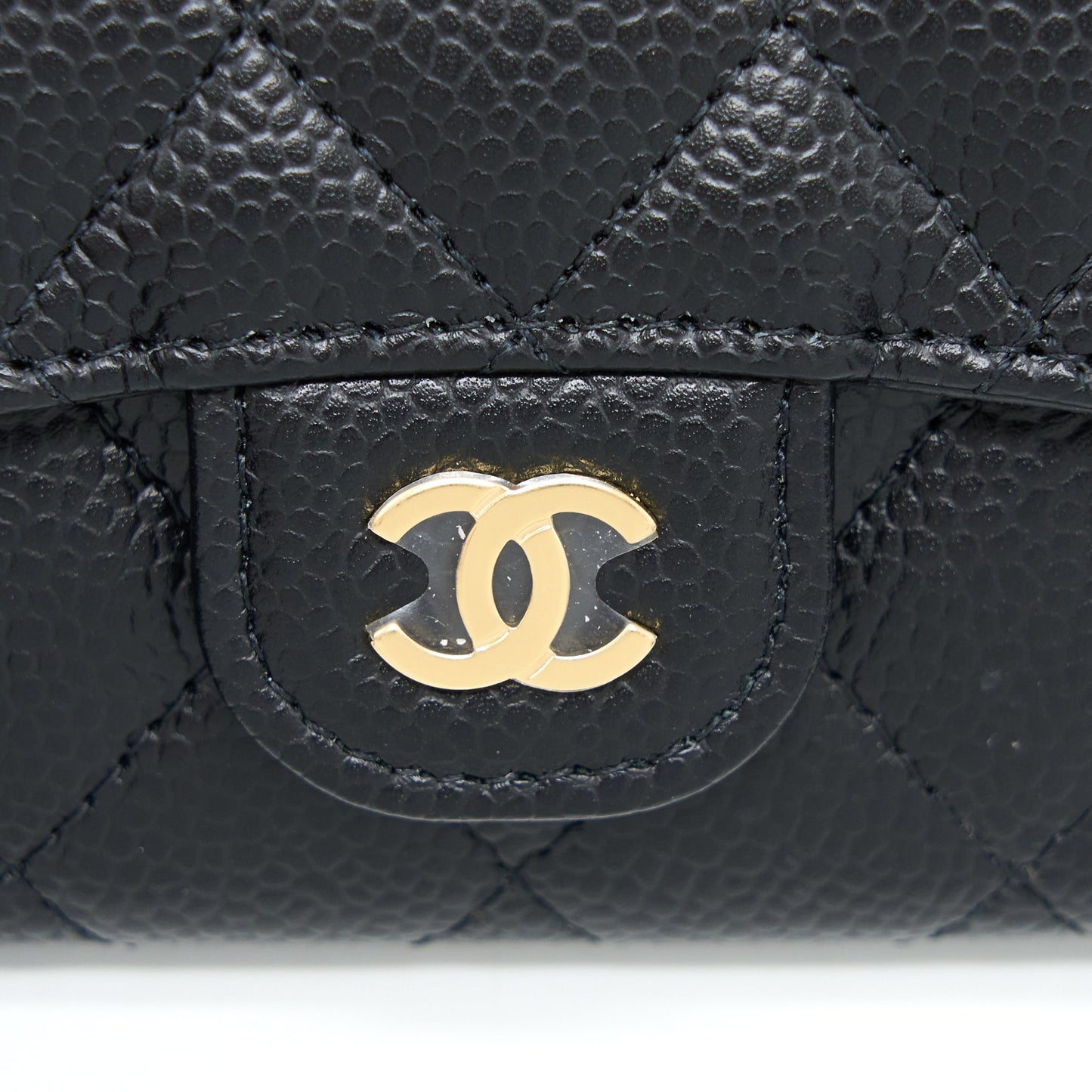 Chanel Classic Flap  Holder Caviar Black GHW (Microchip)