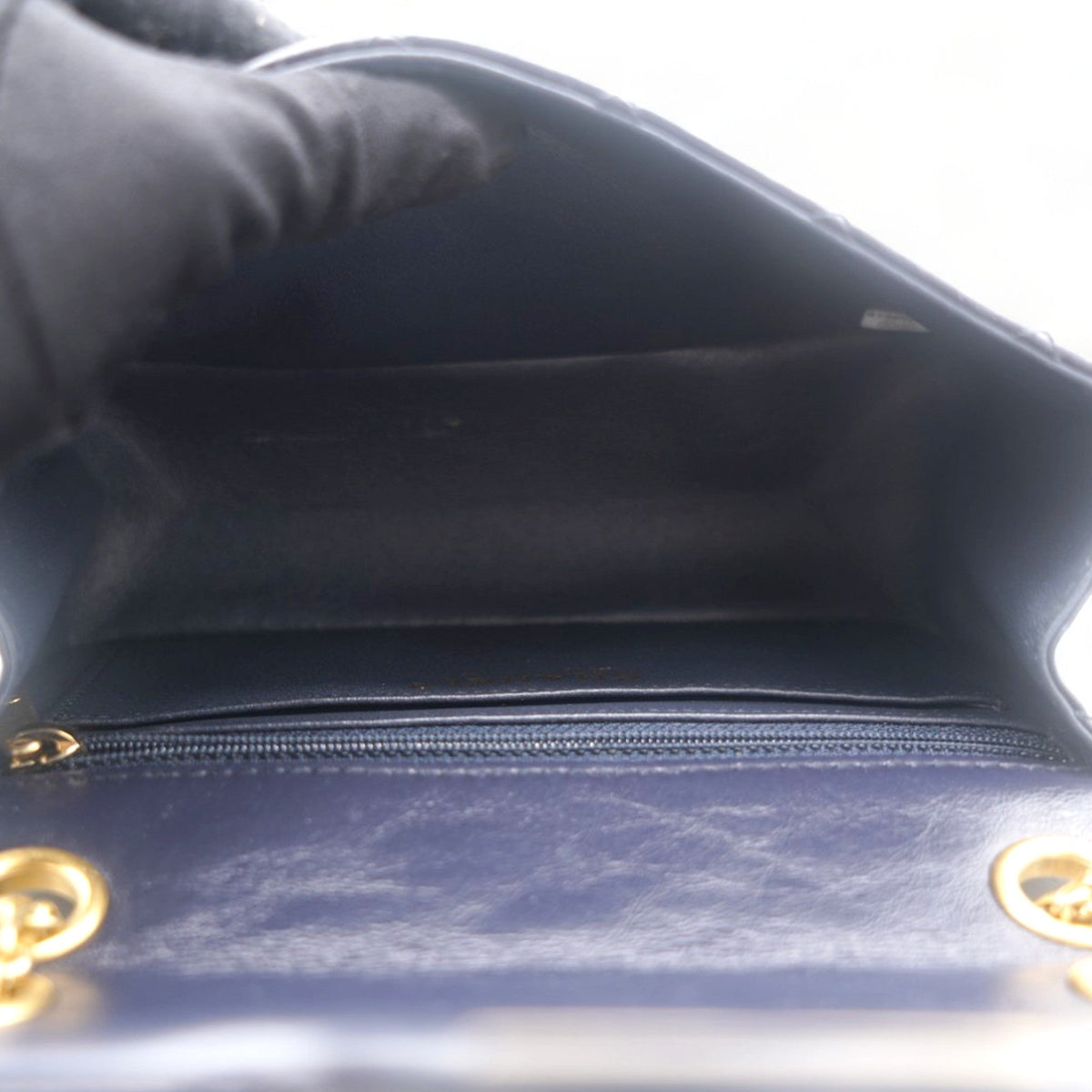 Chanel Navy Quilted Crinkled Leather Mini Reissue 2.55 Flap Bag