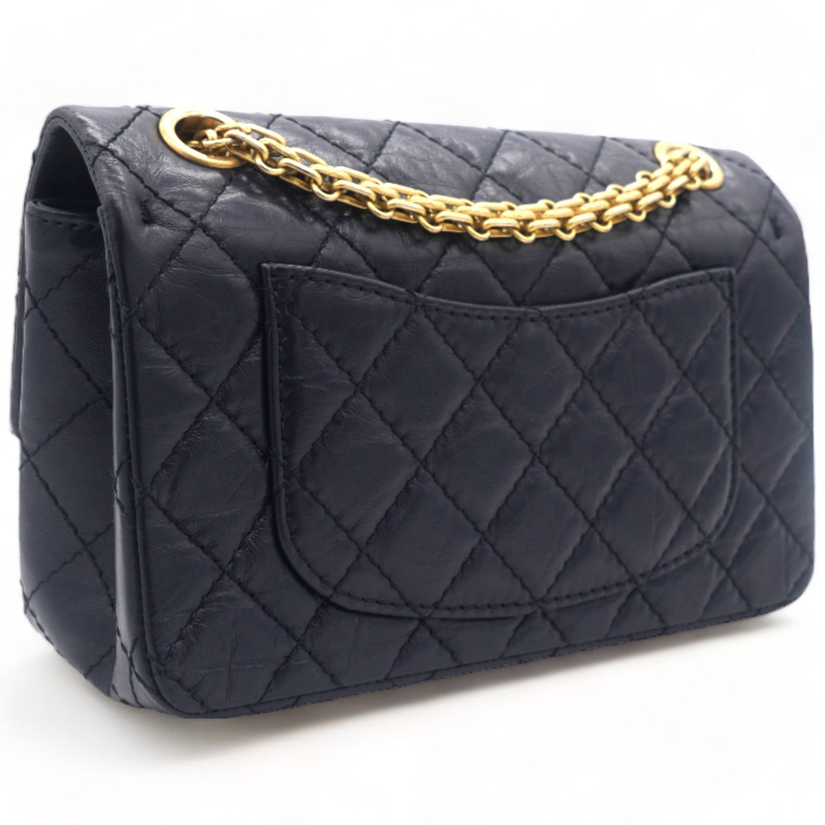 Chanel Navy Quilted Crinkled Leather Mini Reissue 2.55 Flap Bag