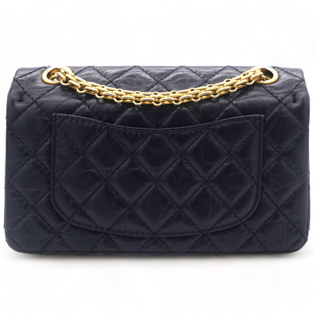 Chanel Navy Quilted Crinkled Leather Mini Reissue 2.55 Flap Bag