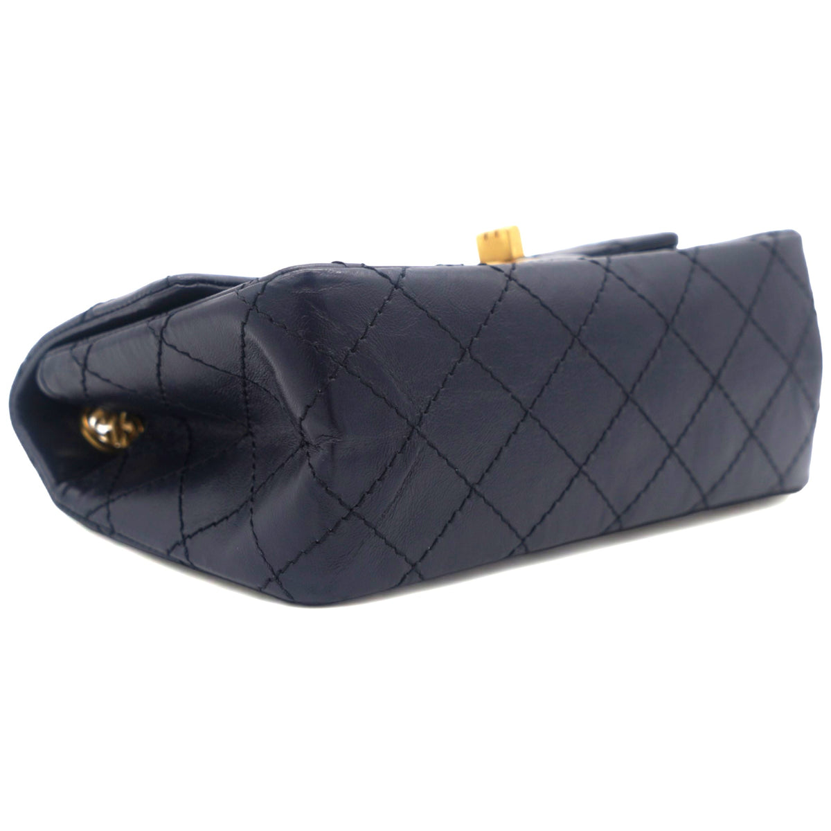 Chanel Navy Quilted Crinkled Leather Mini Reissue 2.55 Flap Bag