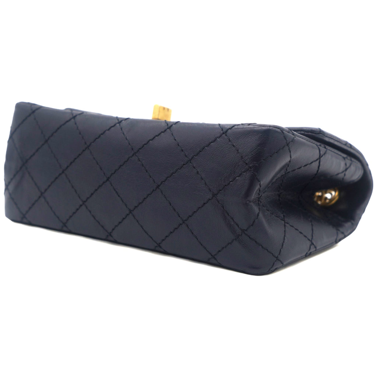 Chanel Navy Quilted Crinkled Leather Mini Reissue 2.55 Flap Bag