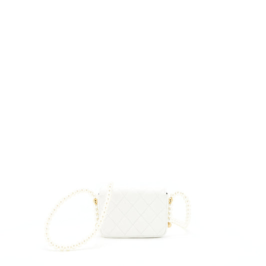 Chanel Pearl Crush Mini Crossbody Bag Lambskin White GHW
