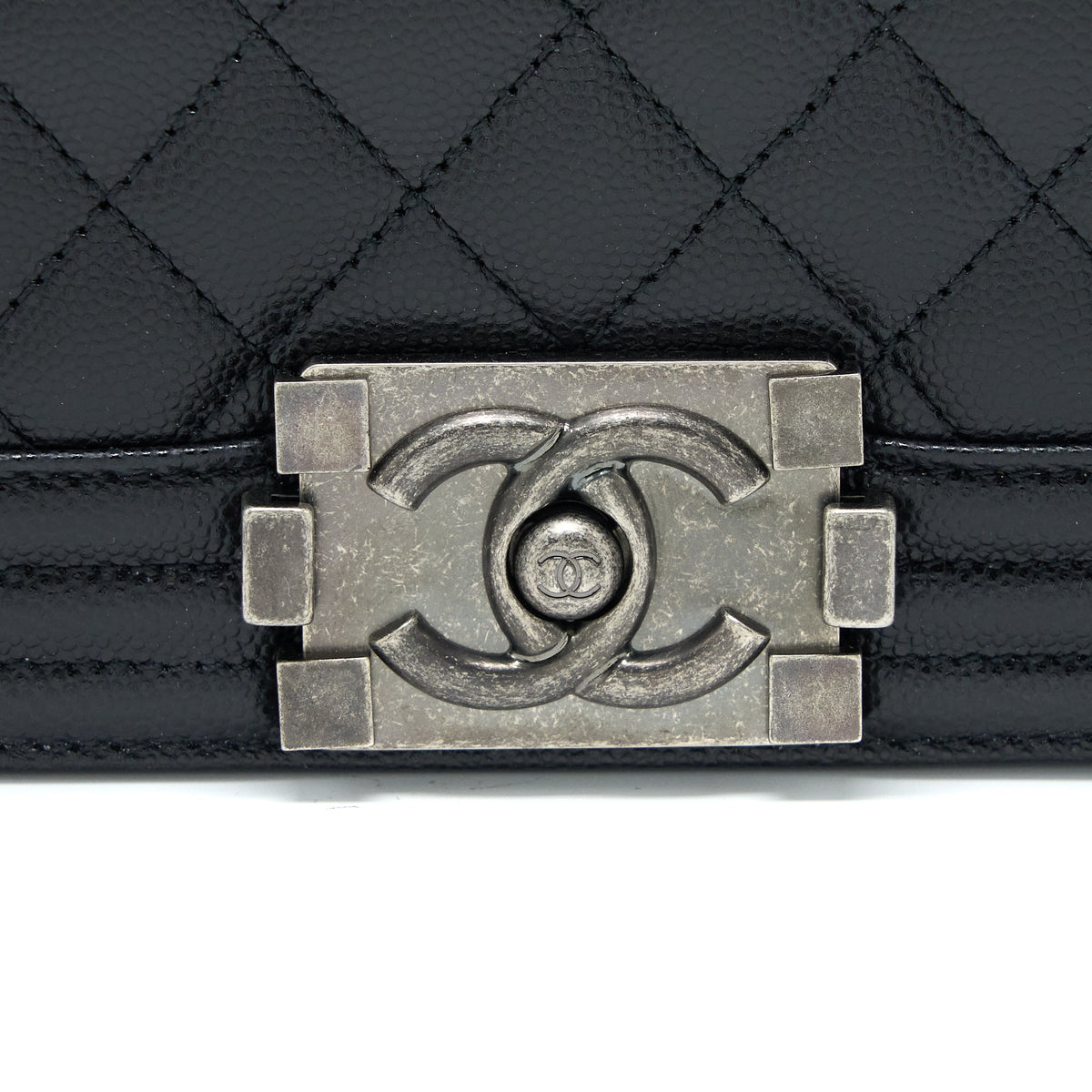 Chanel Small Boy Bag Caviar Black Ruthenium SHW (Microchip)