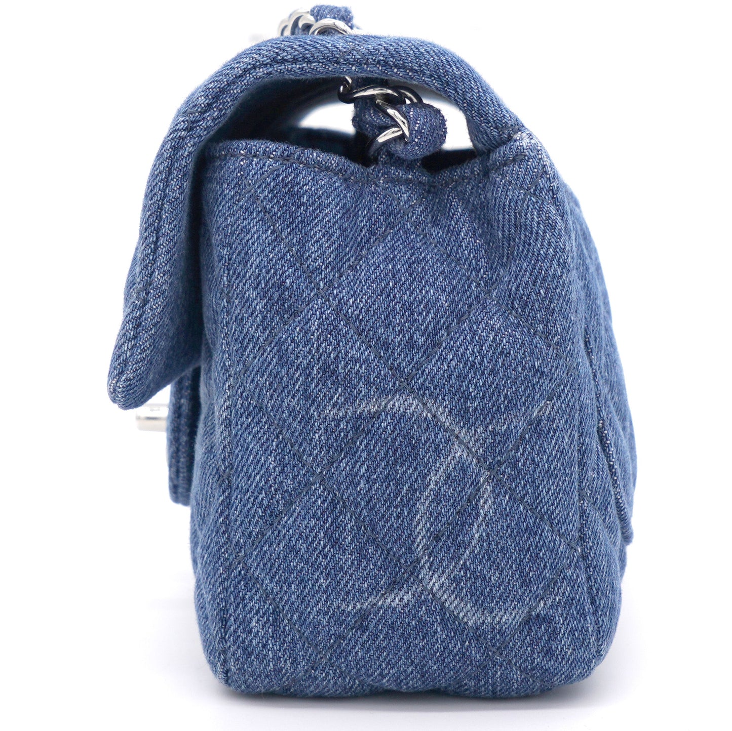 Chanel Blue Quilted Denim Mini Square Classic Flap Bag