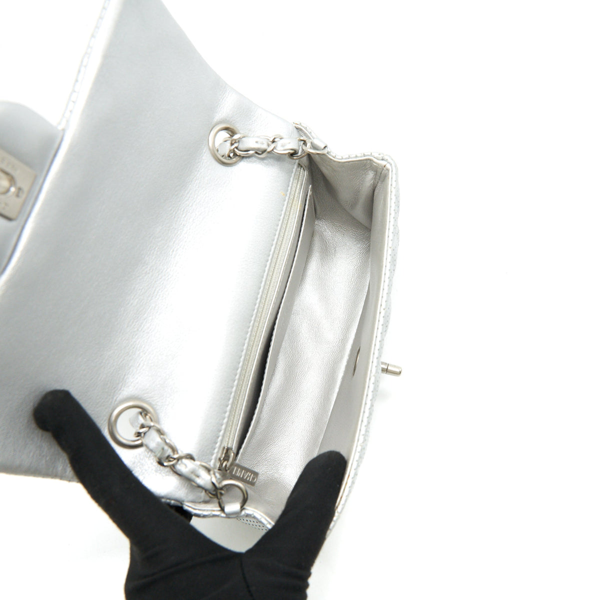 CHANEL RECTANGULAR MINI FLAP BAG SILVER