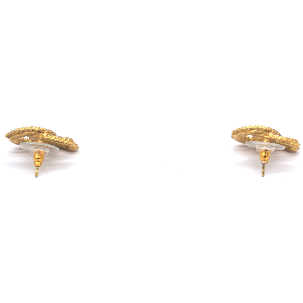 Chanel Gold Double C Wheat Earrings With Crystal