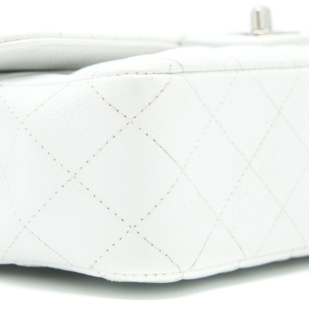 Chanel Medium Classic Flap Caviar White SHW