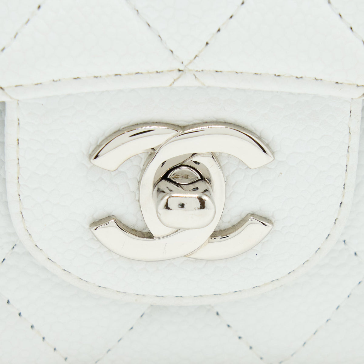 Chanel Medium Classic Flap Caviar White SHW