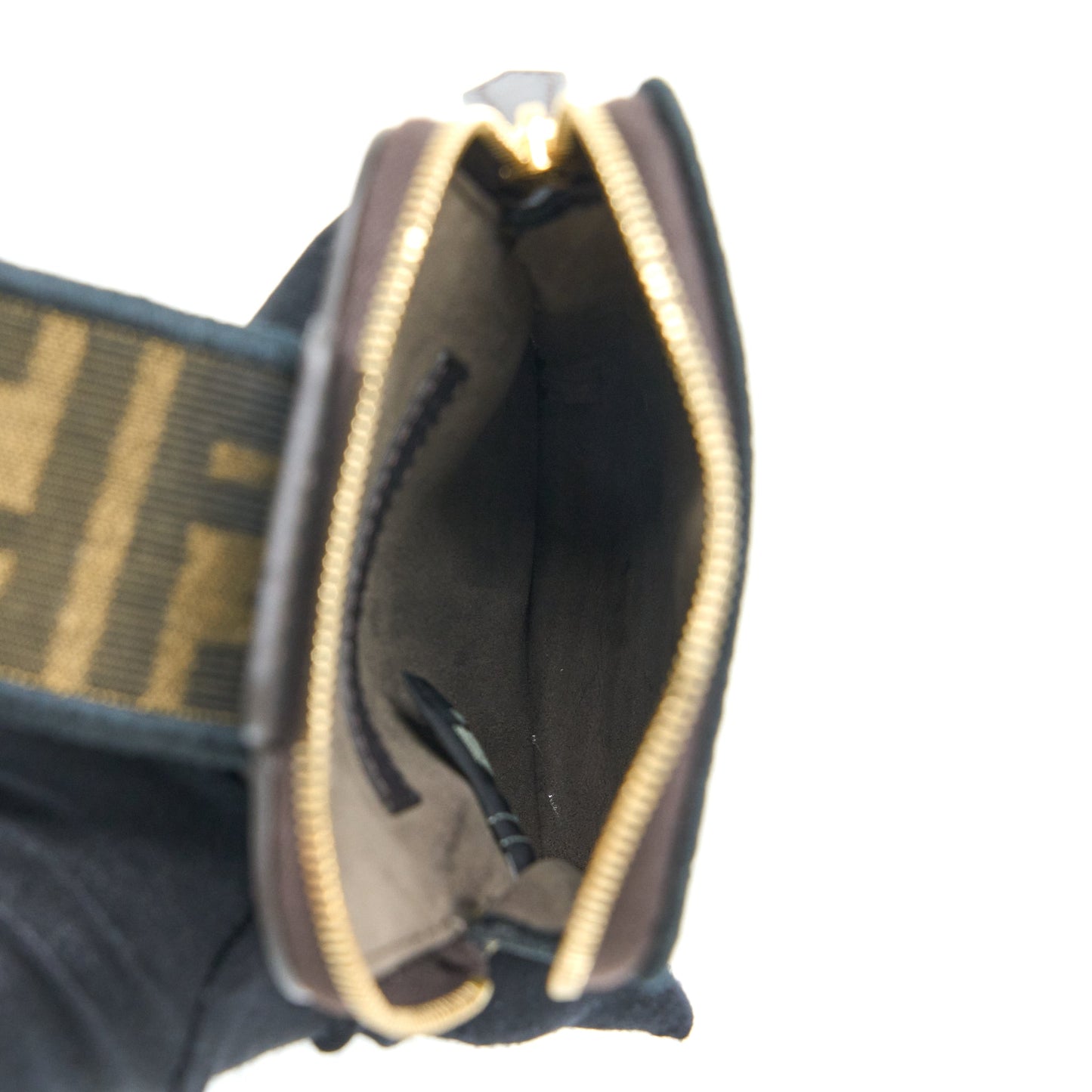 Fendi Bag Strap with Phone Pouch FF Jacquard Canvas Brown GHW