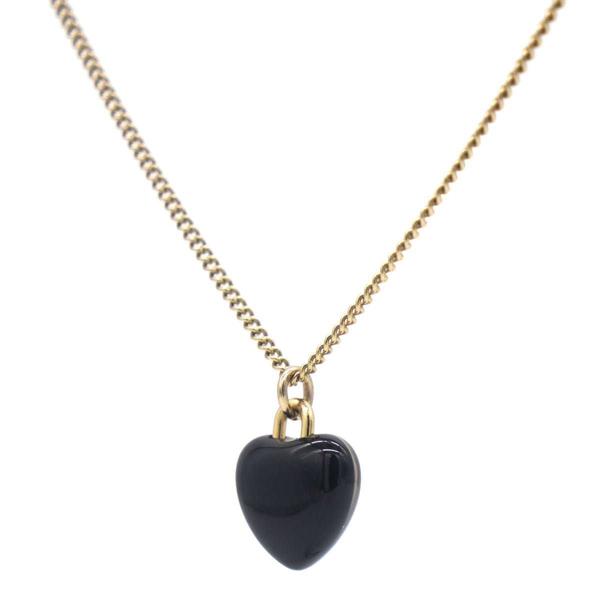 Chanel Resin Crystal CC Heart Necklace Black Gold