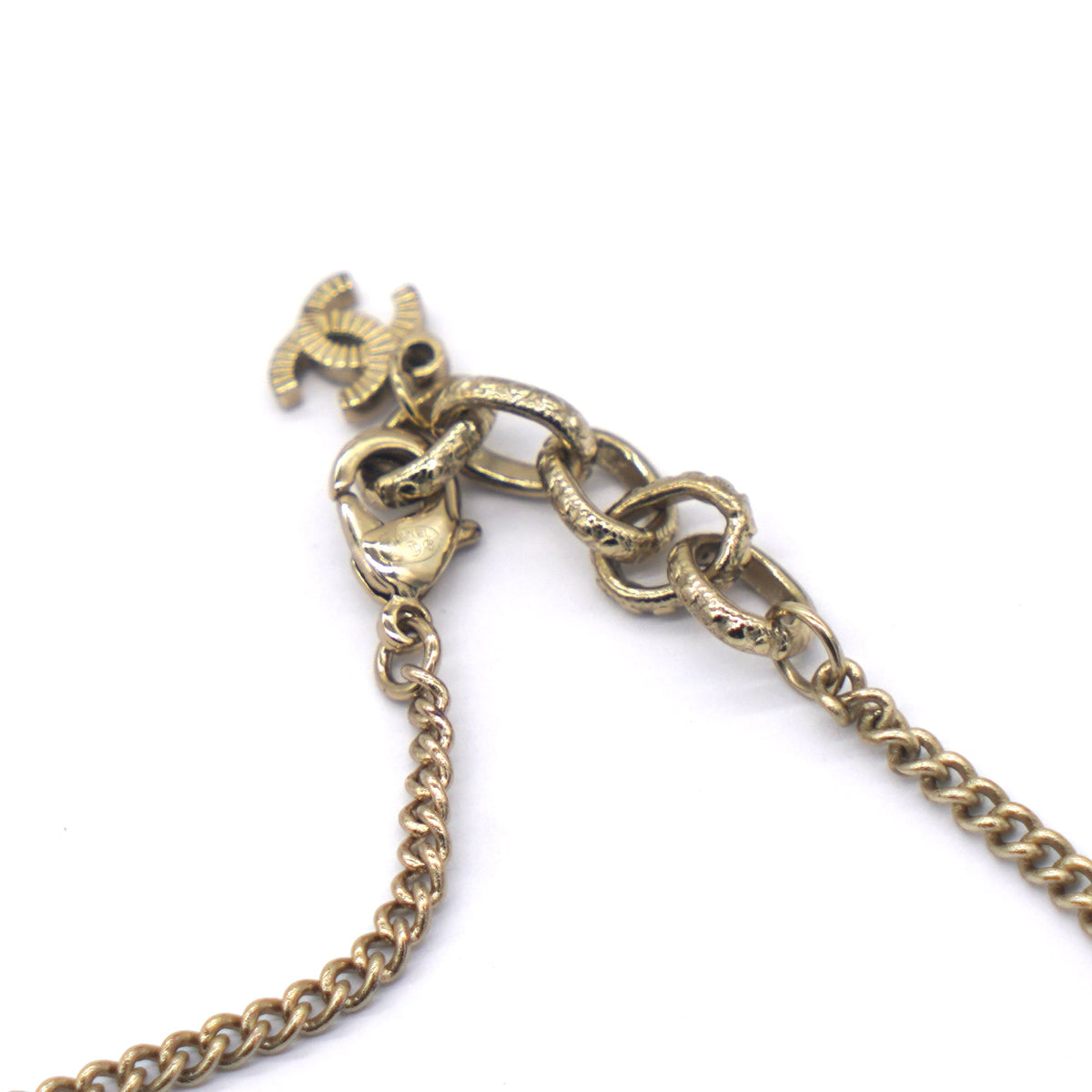 Chanel Resin Crystal CC Heart Necklace Black Gold
