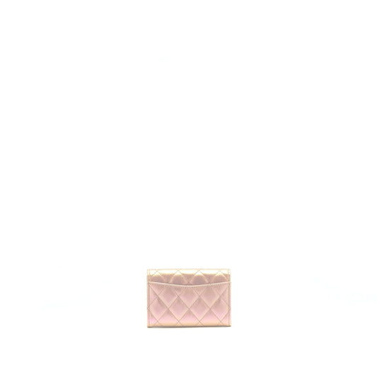 Chanel 21K Iridescent Pink Flap Card Holder